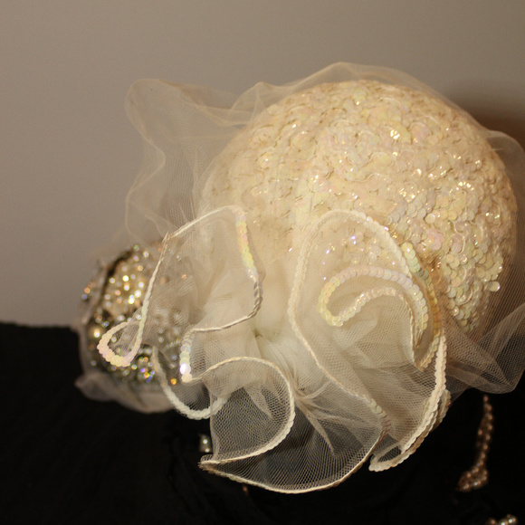 1940s sequin pillbox hat with veil main image 8